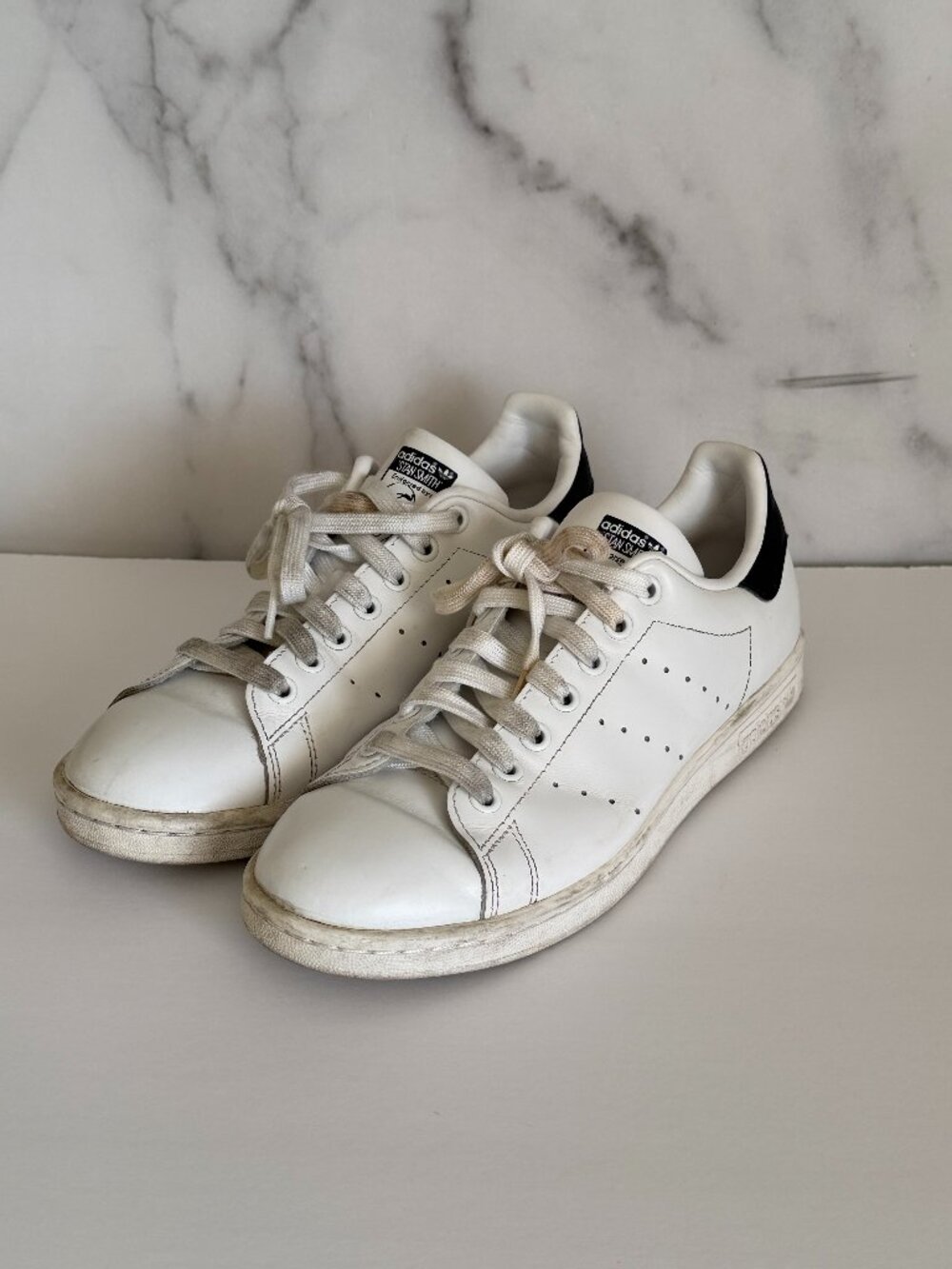 Adidas Stan Smith White Navy Leather Sneakers Men's Size 7 M20325
